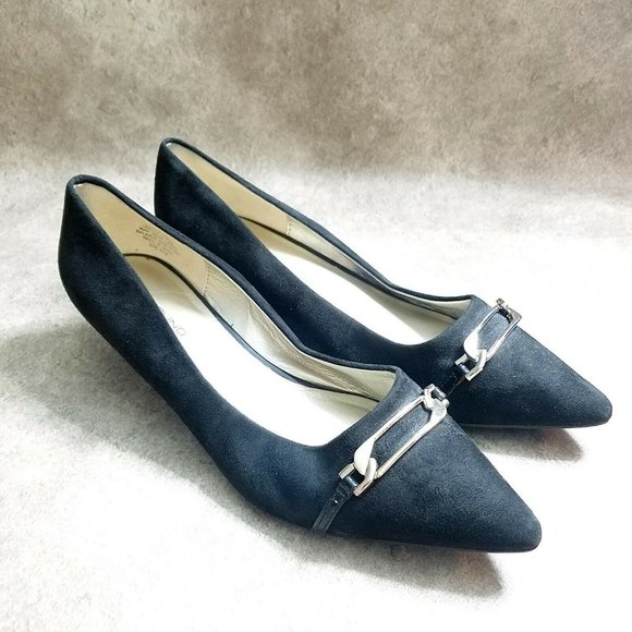 Bandolino Shoes - Bandolino Womens Yorinna  Size 9.5 Black Slip On Pointed Toe Low Wedge Heels